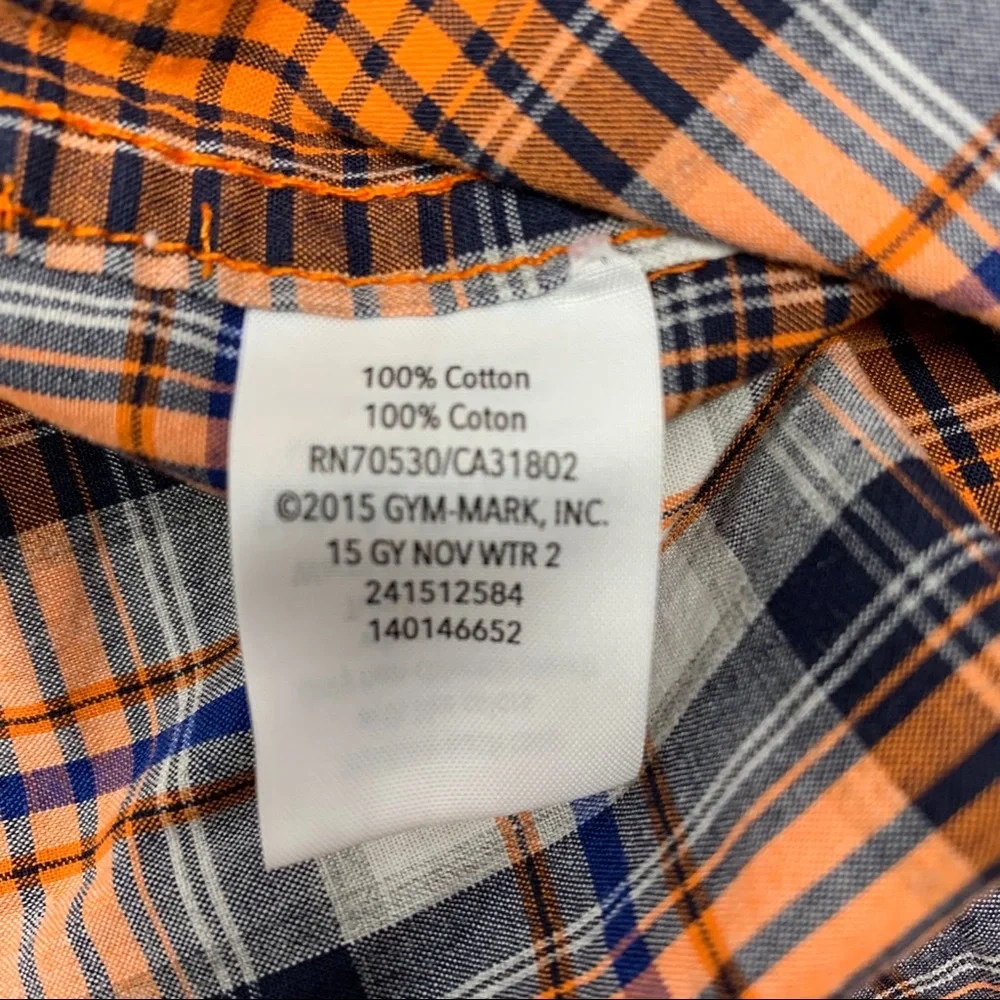 Gymboree orange plaid‎ button front 12-18 month